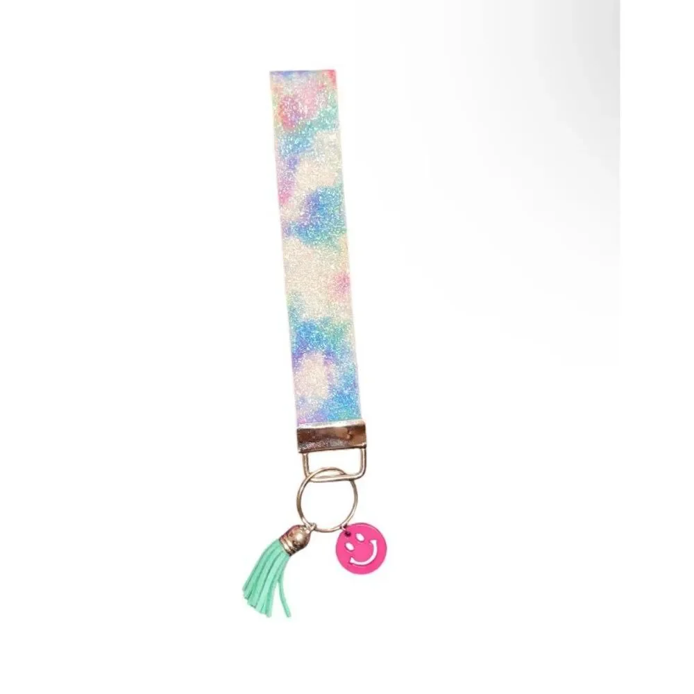 ☀️3/$9☀️ Tye Dye and Glitter Keychain Wristlet with Tassel